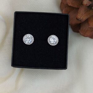 925 Sterling Silver Round Cubic Zirconia Stud Earrings